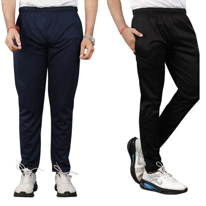 Men’s Lycra Track Pants – Pack of 2 (Black & Navy Blue)