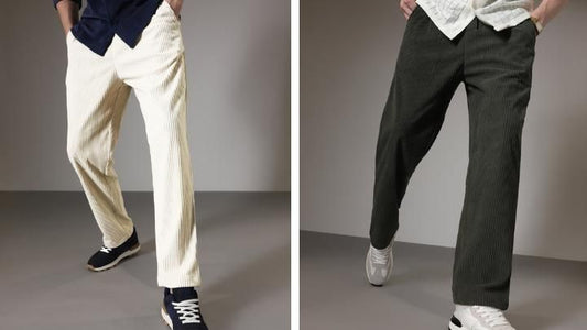 Men’s Corduroy Relaxed Fit Pants – Pack of 2 (Cream & Olive Green)