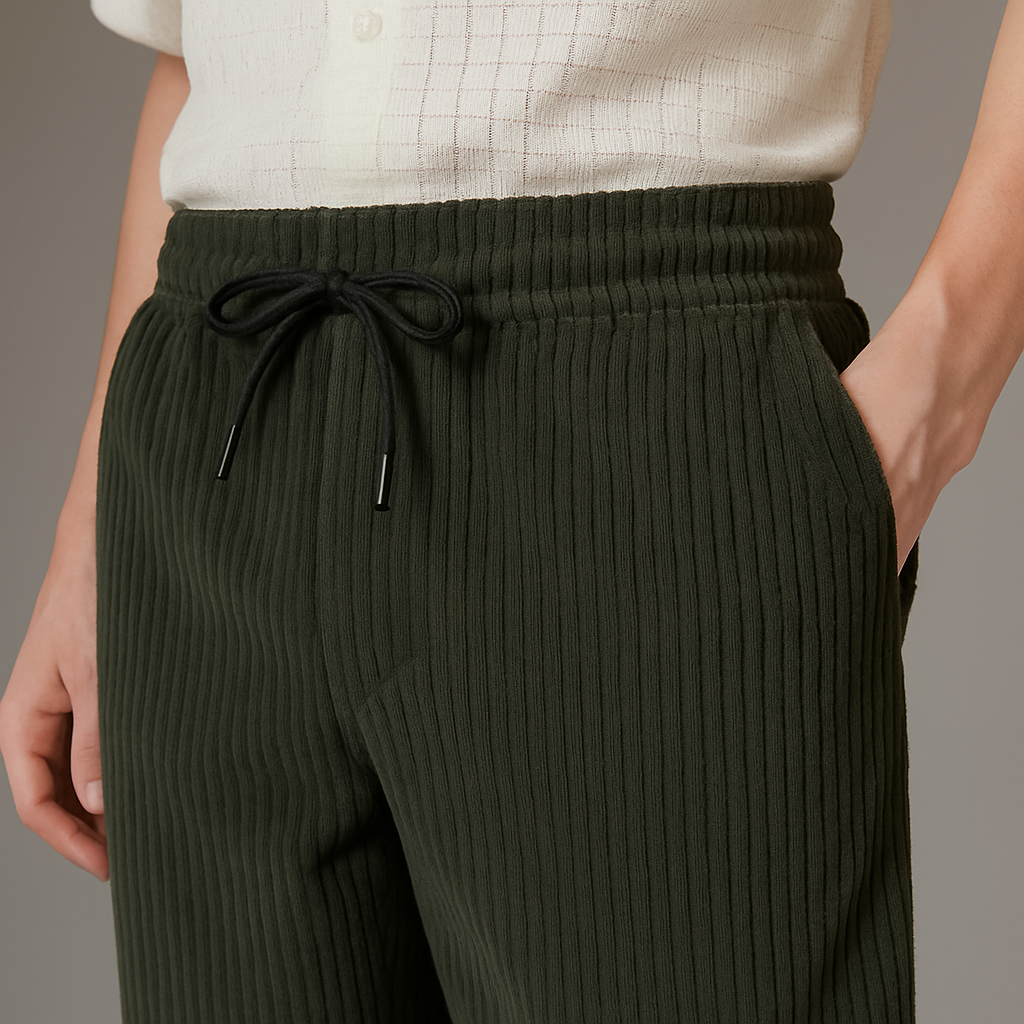 Men’s Corduroy Relaxed Fit Pants – Pack of 2 (Black & Olive Green)