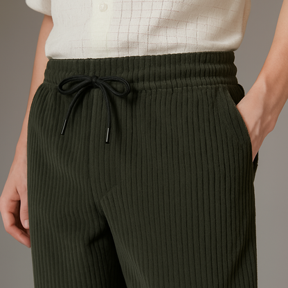 Men’s Corduroy Relaxed Fit Pants – Pack of 2 (Black & Olive Green)