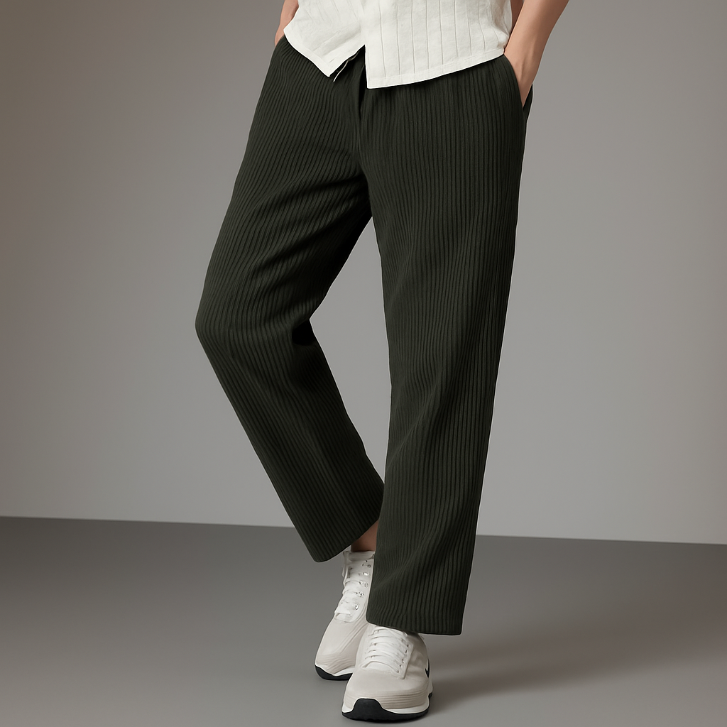 Men’s Corduroy Relaxed Fit Pants – Pack of 2 (Black & Olive Green)