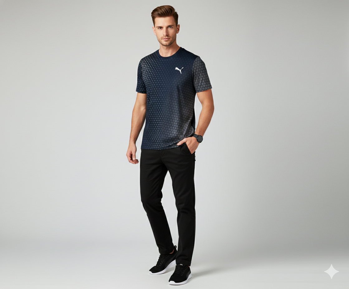 Puma Men’s Black Printed Sports T-Shirt