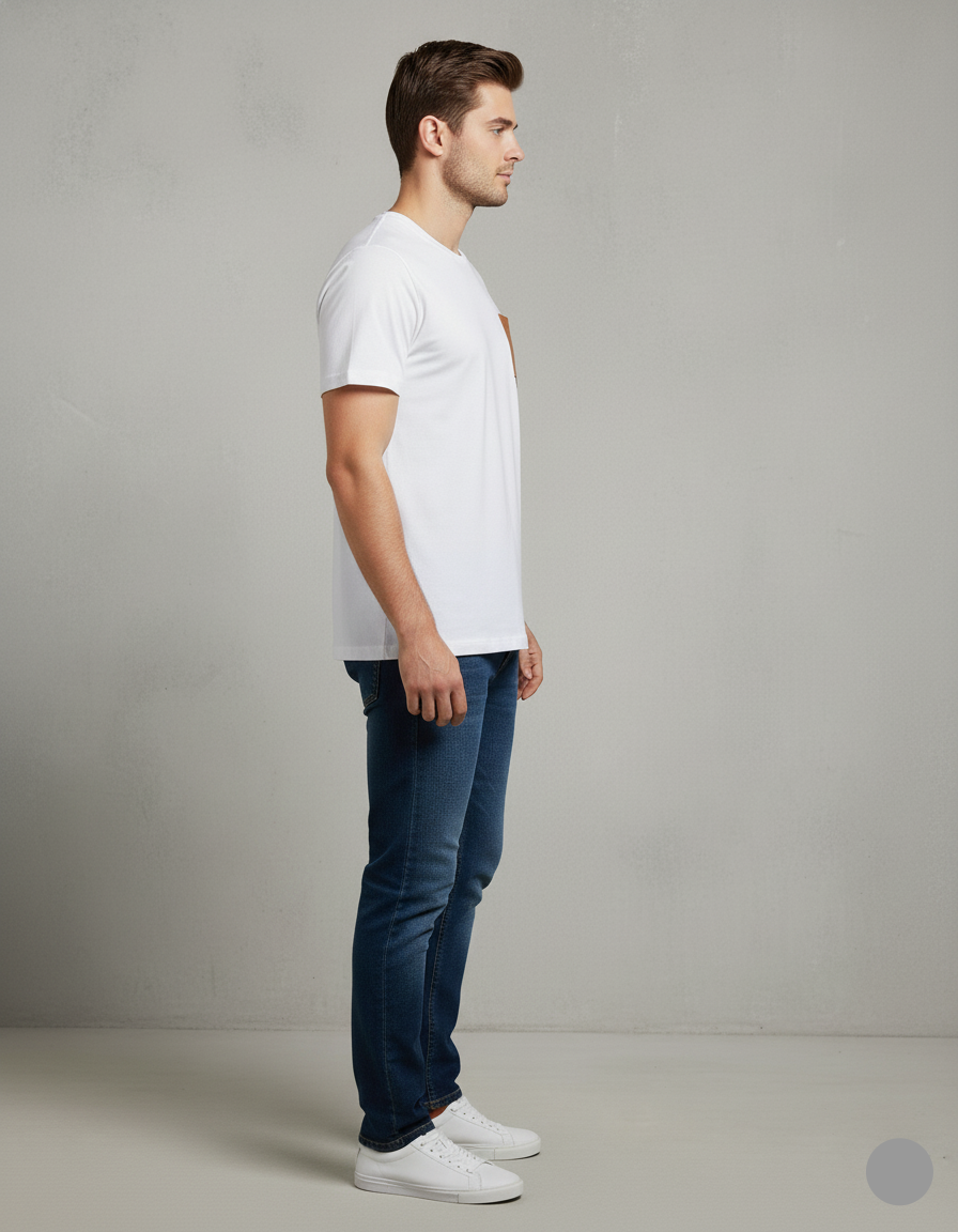 Valentino Men’s Designer White T-Shirt with Leather Pocket